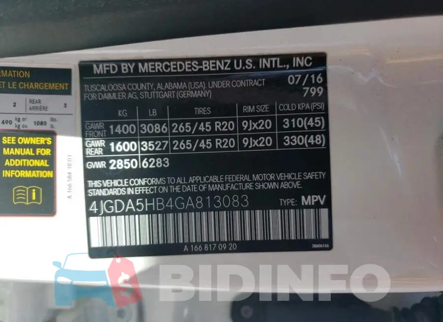 4JGDA5HB4GA813083 Photo# 13