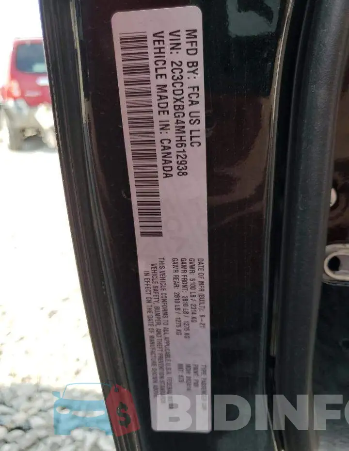 2C3CDXBG4MH612938 Photo# 12