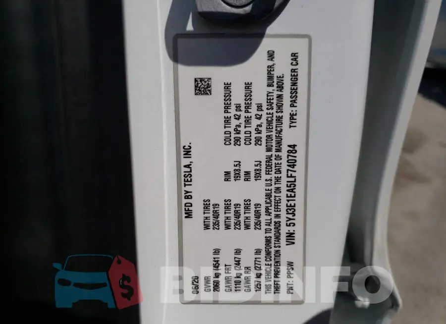 5YJ3E1EA5LF740784 Photo# 12