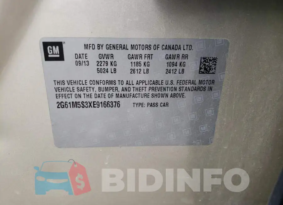 2G61M5S3XE9166376 Photo# 13