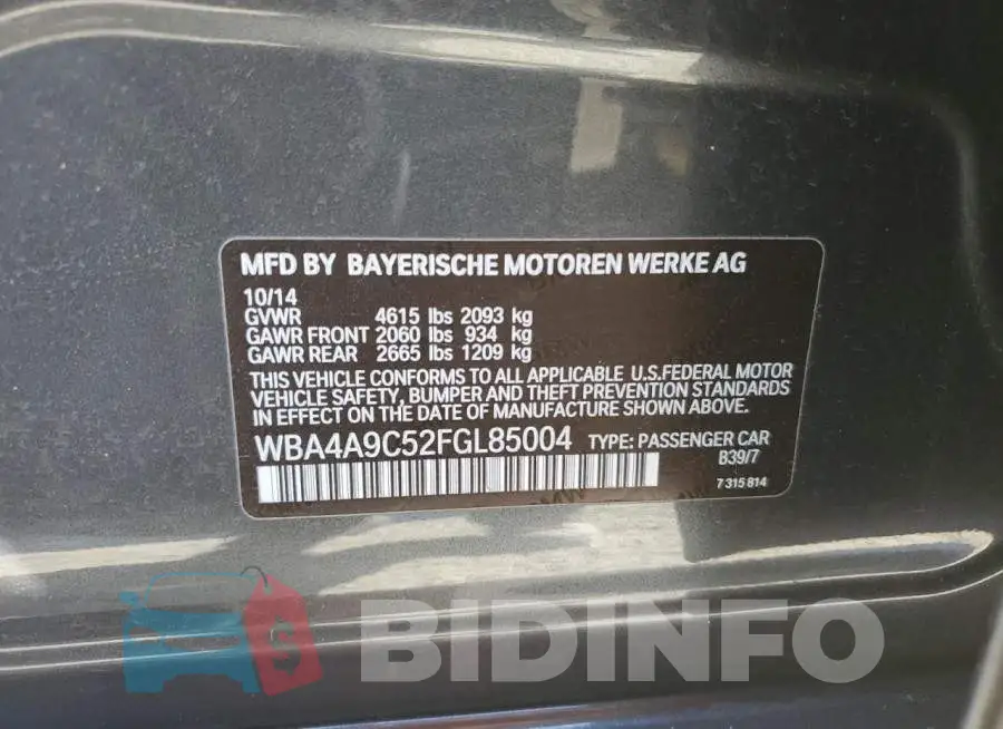 WBA4A9C52FGL85004 Photo# 12