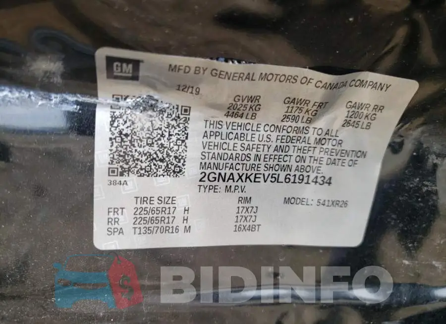 2GNAXKEV5L6191434 Photo# 12