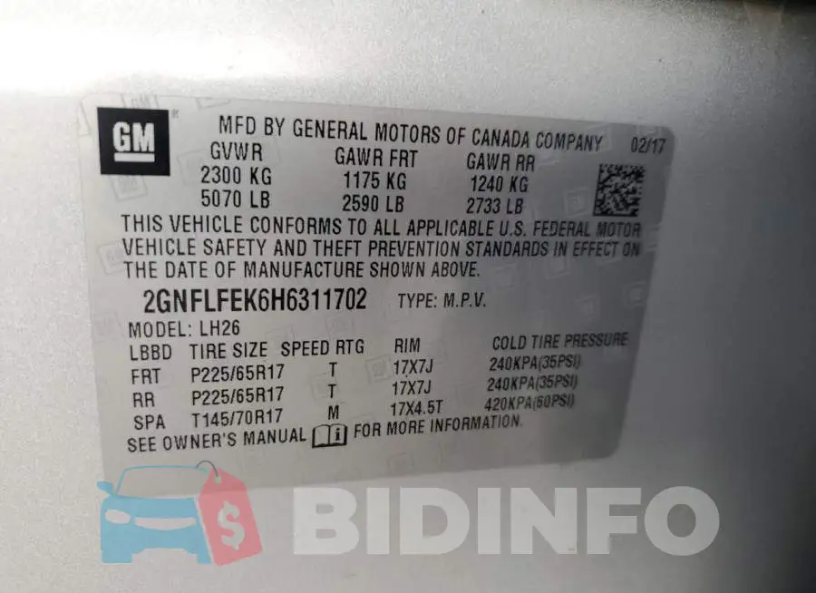 2GNFLFEK6H6311702 Photo# 12