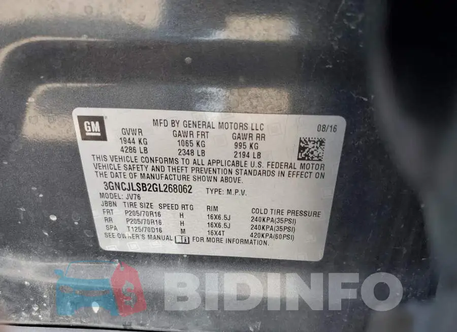 3GNCJLSB2GL268062 Photo# 13