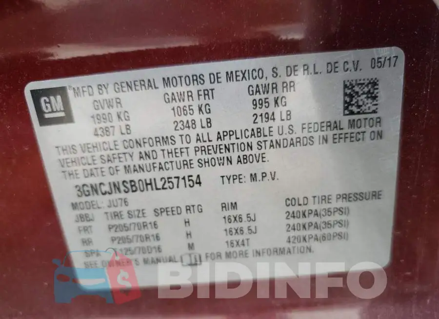 3GNCJNSB0HL257154 Photo# 14
