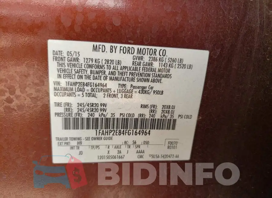1FAHP2E84FG164964 Photo# 12