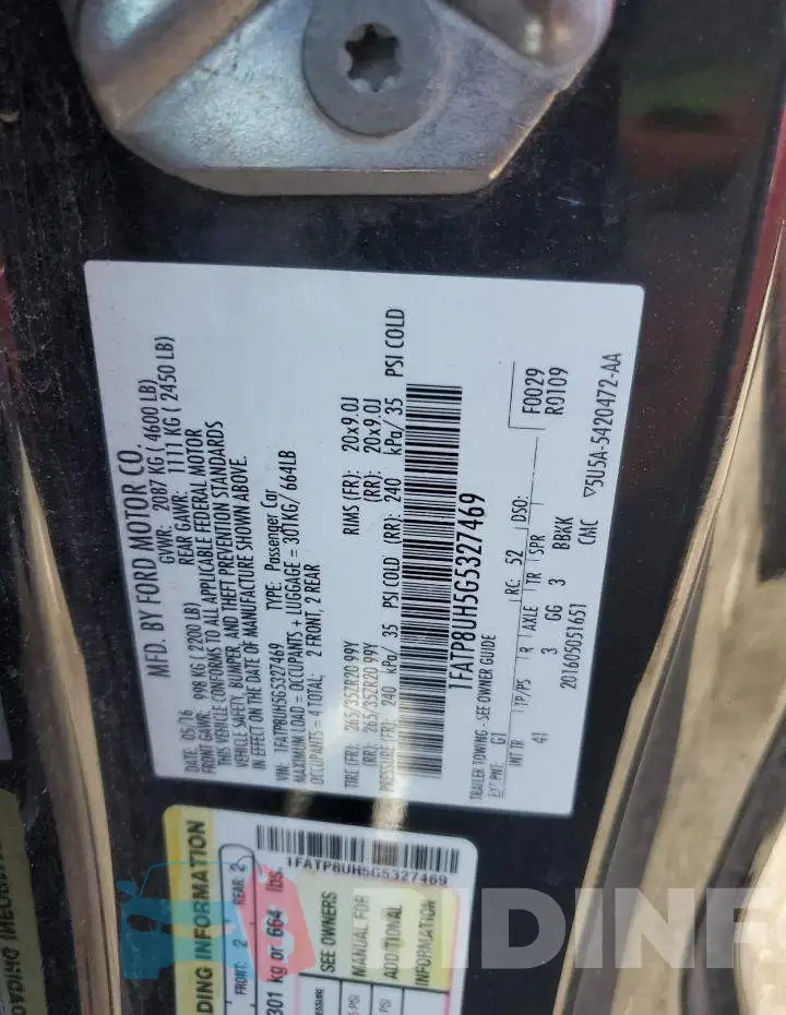 1FATP8UH5G5327469 Photo# 12