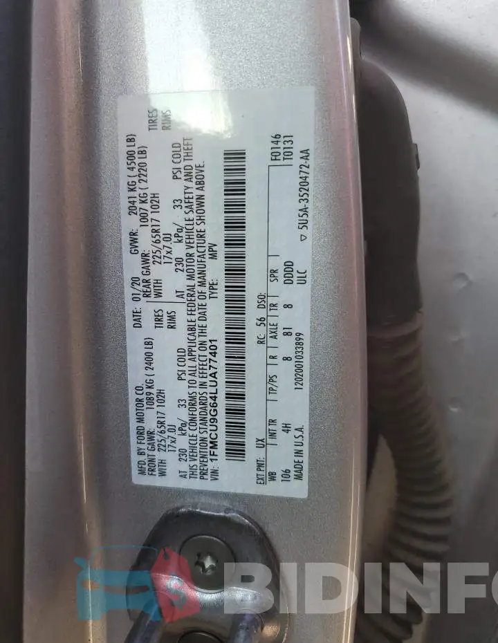 1FMCU9G64LUA77401 Photo# 12