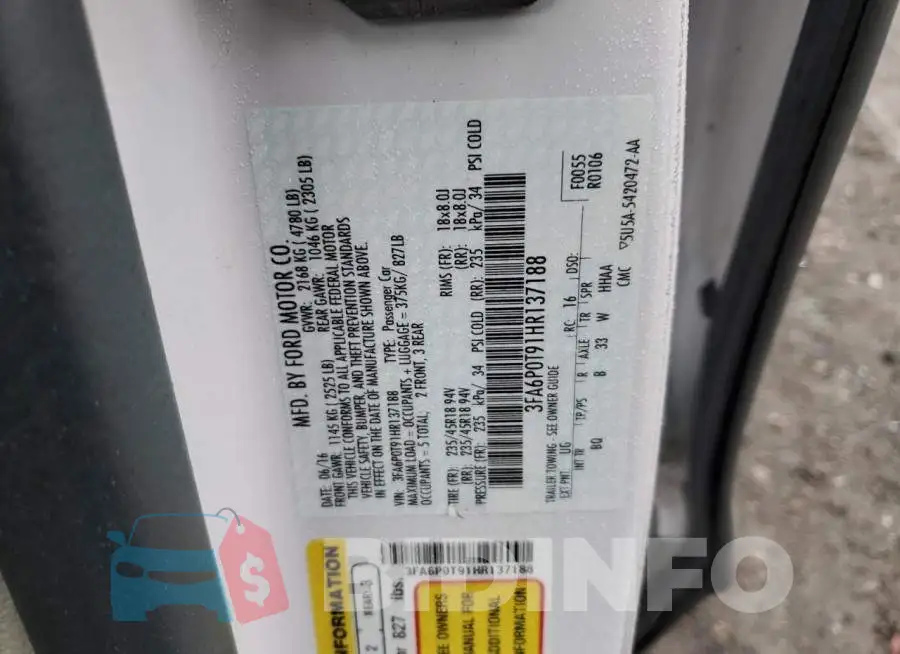 3FA6P0T91HR137188 Photo# 13