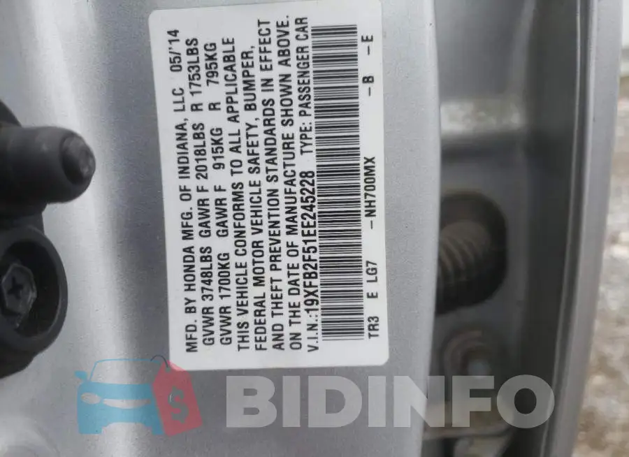 19XFB2F51EE245228 Photo# 12