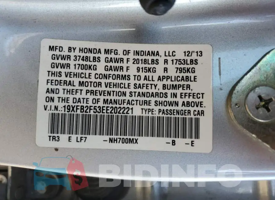 19XFB2F53EE202221 Photo# 12