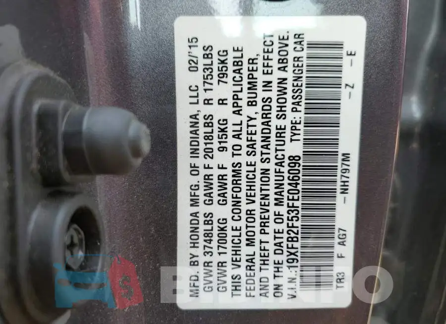 19XFB2F53FE046098 Photo# 12
