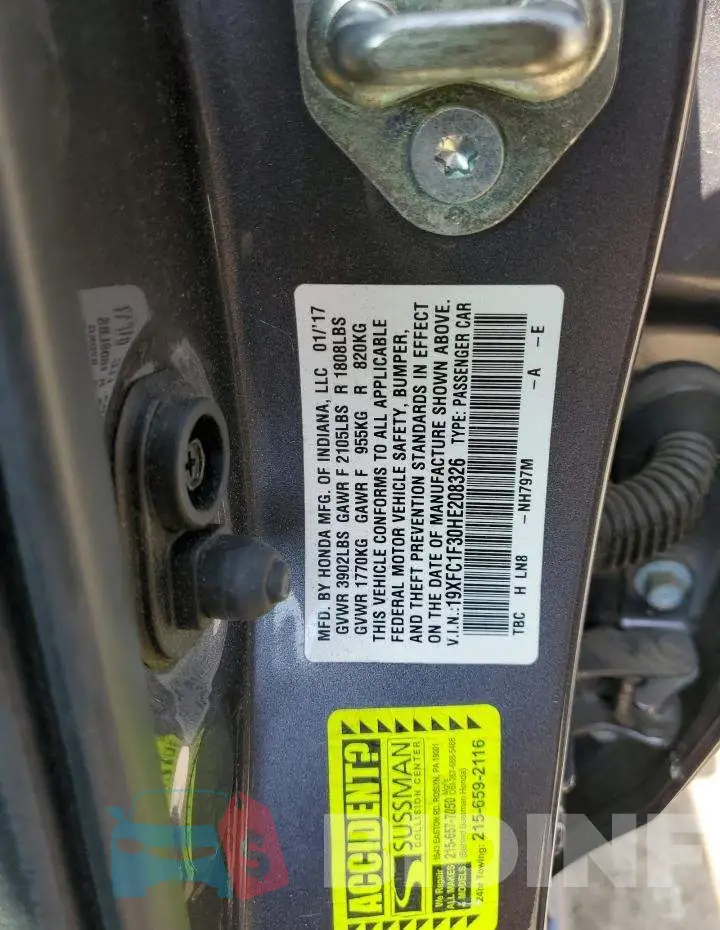 19XFC1F30HE208326 Photo# 13