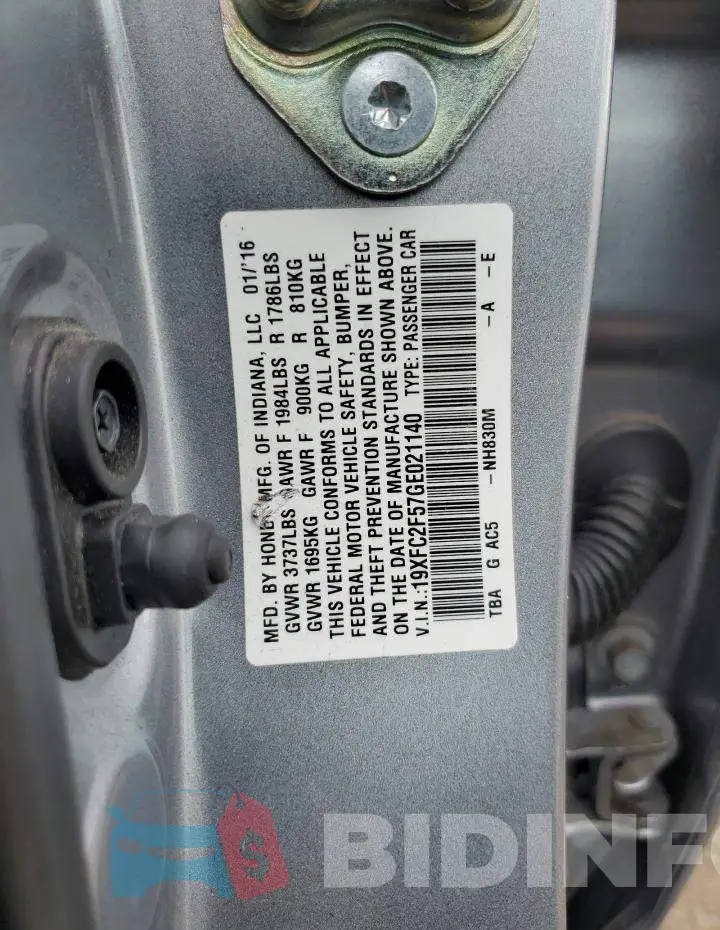 19XFC2F57GE021140 Photo# 12