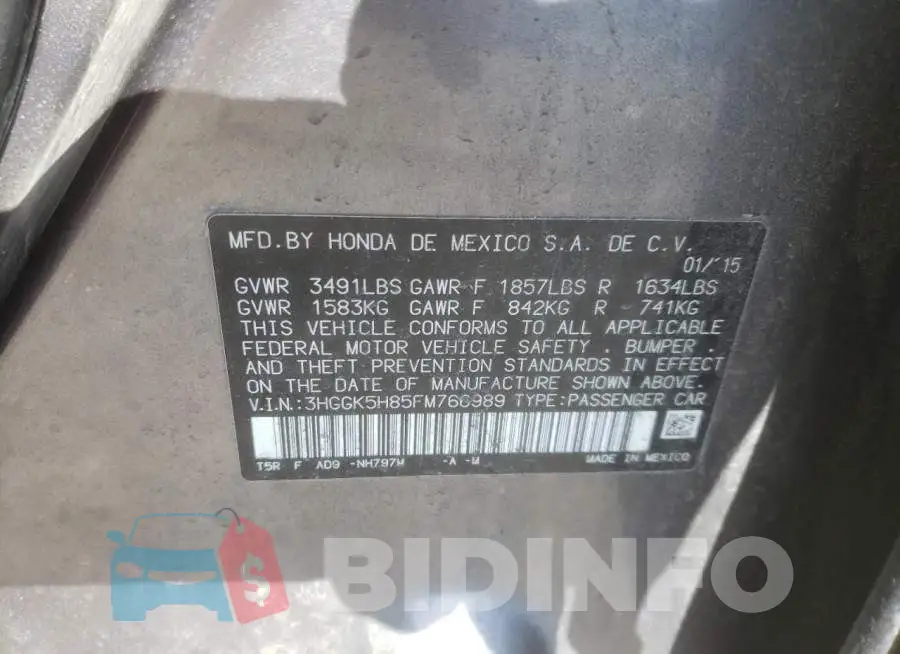 3HGGK5H85FM766989 Photo# 12