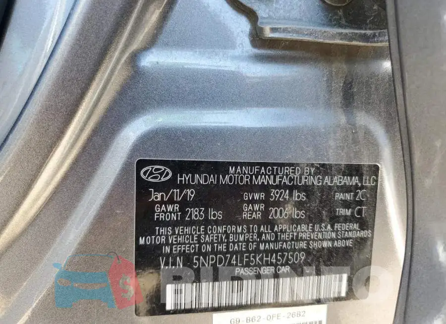 5NPD74LF5KH457509 Photo# 12