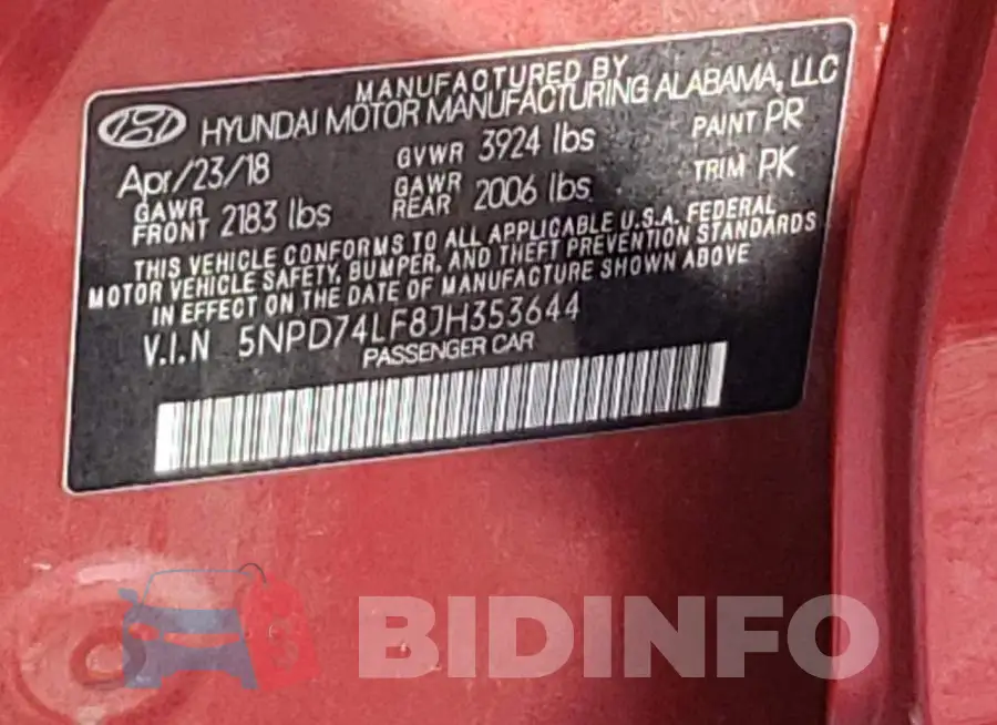 5NPD74LF8JH353644 Photo# 13