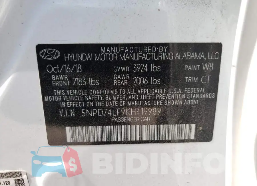 5NPD74LF9KH419989 Photo# 12