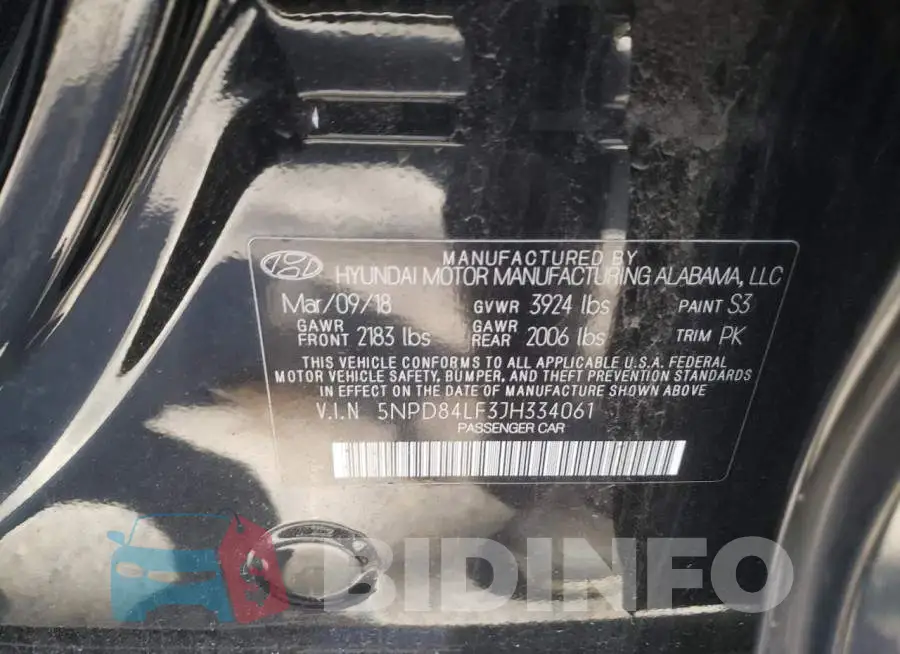 5NPD84LF3JH334061 Photo# 10