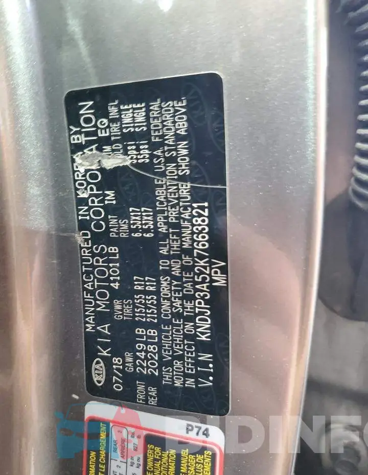 KNDJP3A52K7663821 Photo# 13