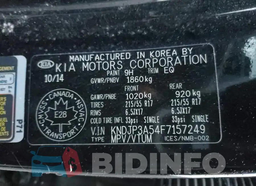 KNDJP3A54F7157249 Photo# 13