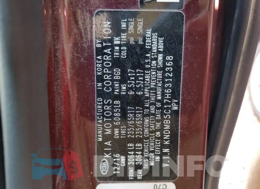 KNDMB5C17H6312368 Photo# 13