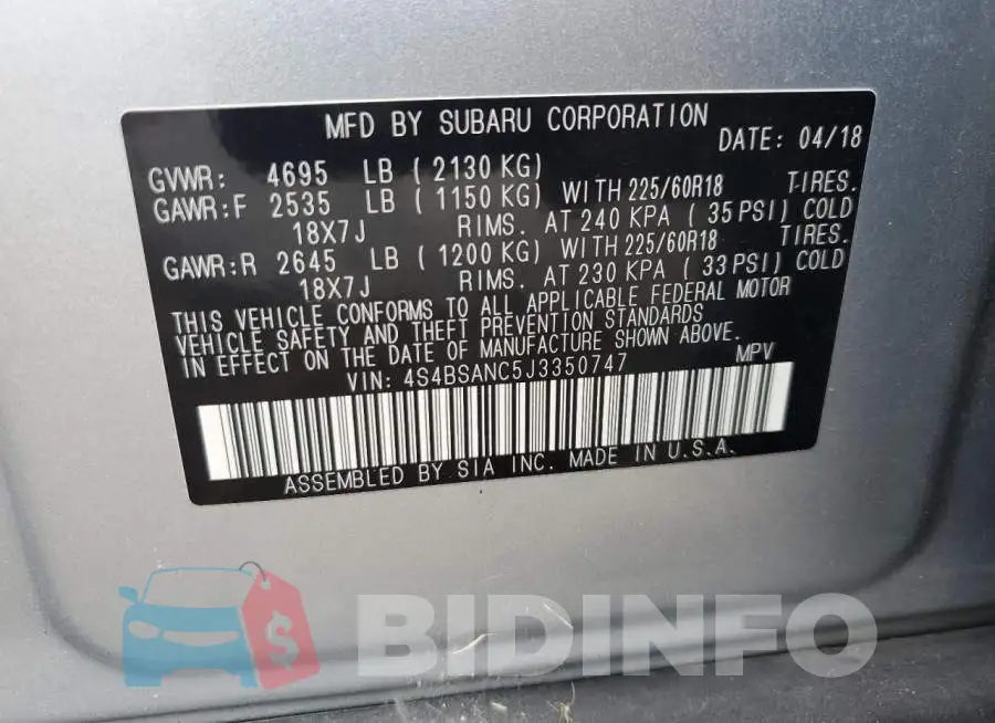 4S4BSANC5J3350747 Photo# 13