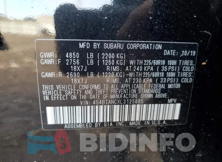 4S4BTANCXL3125885 Photo# 13