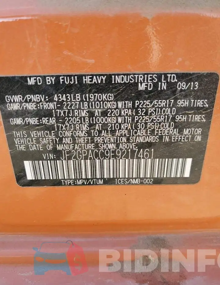 JF2GPACC9E9217461 Photo# 13