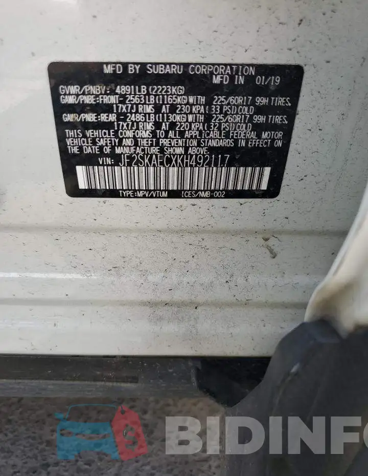 JF2SKAECXKH492117 Photo# 14
