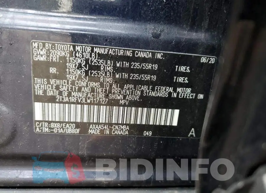 2T3A1RFV3LW117127 Photo# 14