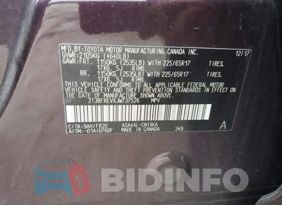 2T3BFREVXJW737526 Photo# 12