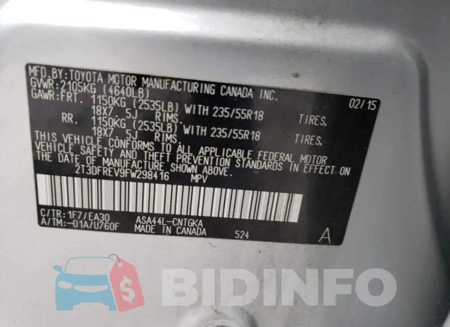 2T3DFREV9FW298416 Photo# 12