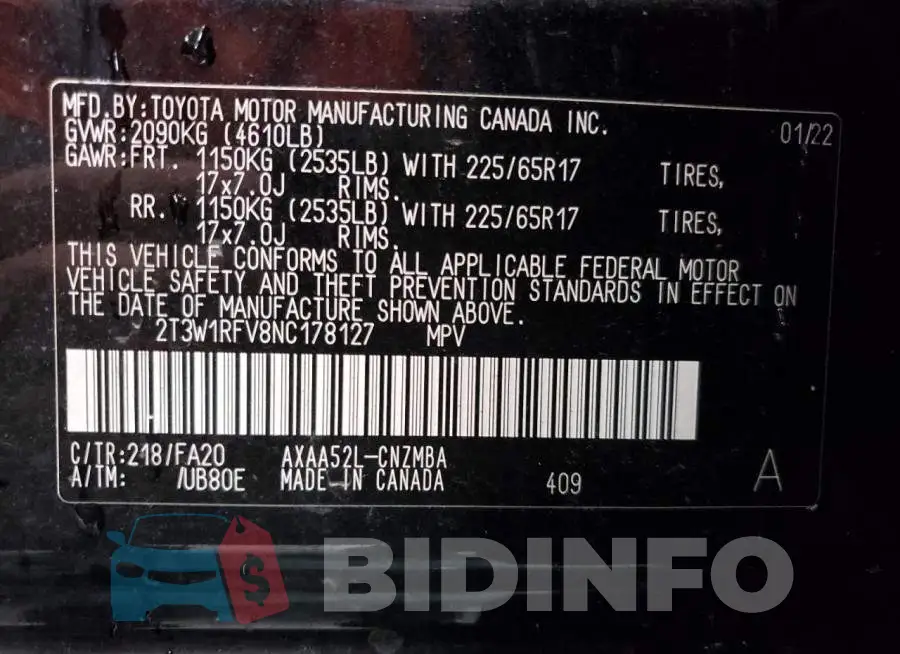2T3W1RFV8NC178127 Photo# 13