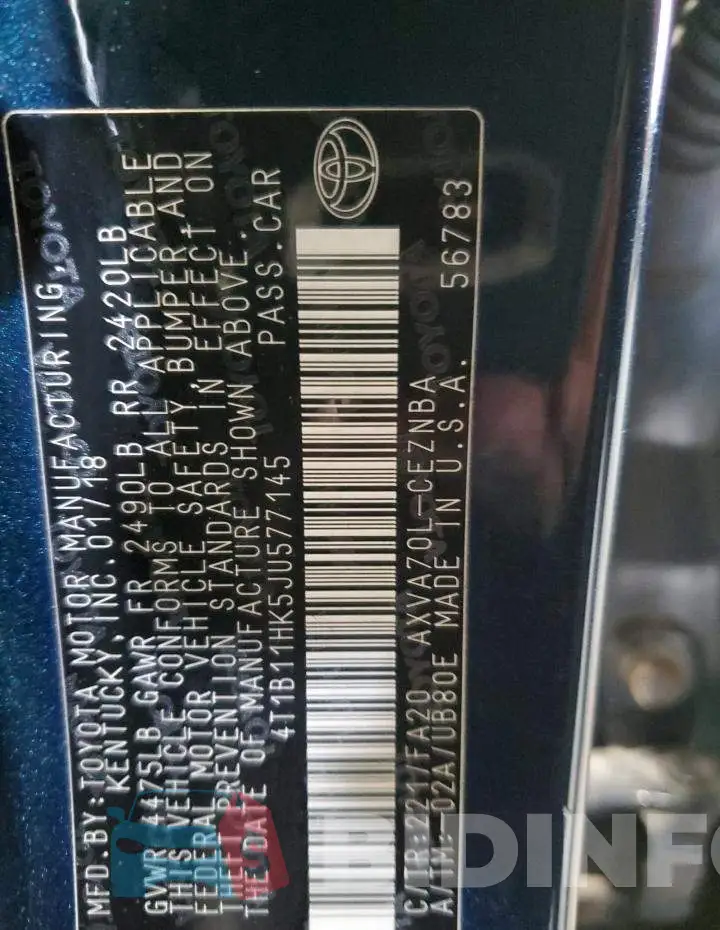 4T1B11HK5JU577145 Photo# 12
