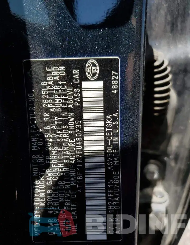 4T1BF1FK7FU480735 Photo# 12