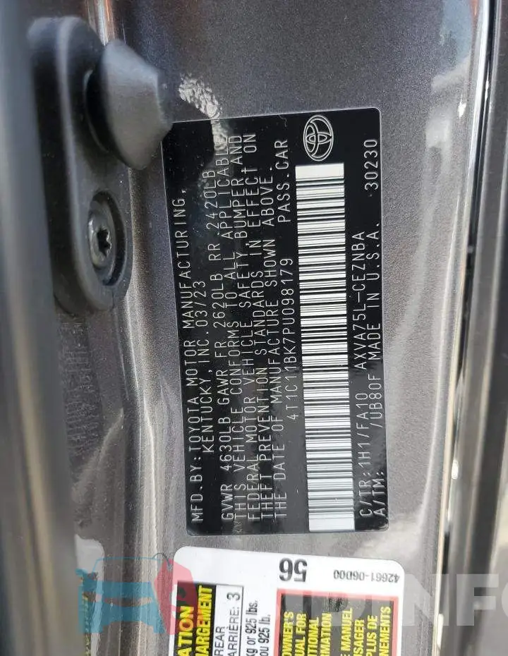 4T1C11BK7PU098179 Photo# 12