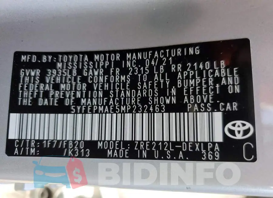 5YFEPMAE5MP232463 Photo# 12