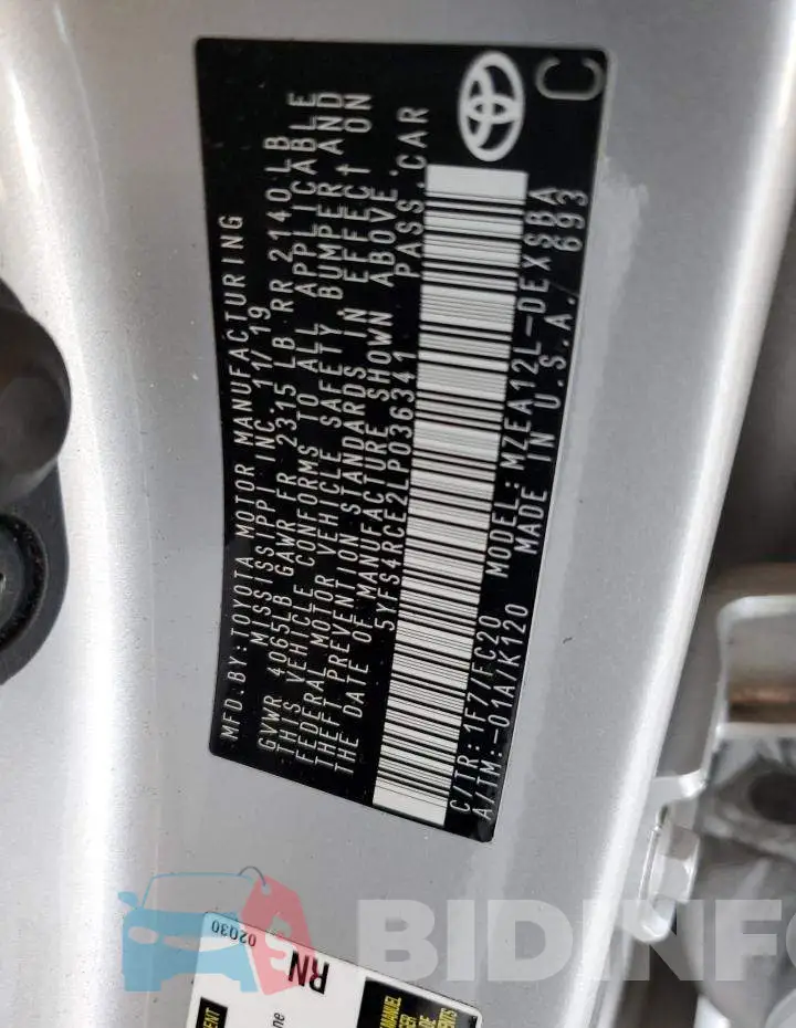 5YFS4RCE2LP036341 Photo# 13