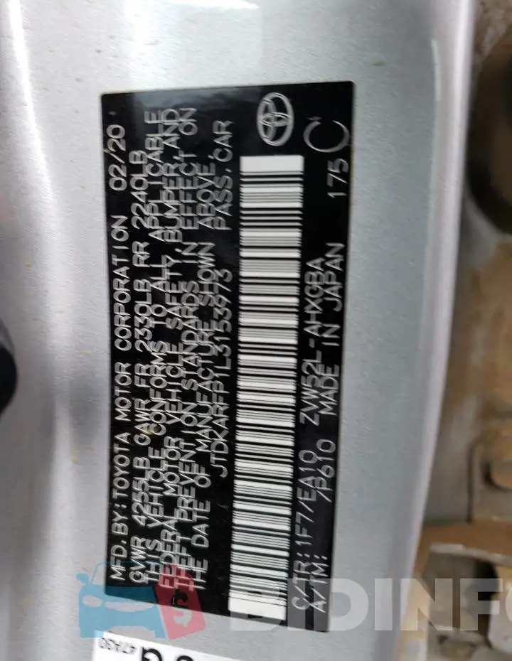 JTDKARFP1L3153973 Photo# 12