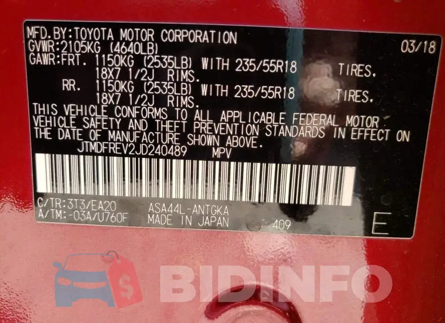 JTMDFREV2JD240489 Photo# 13