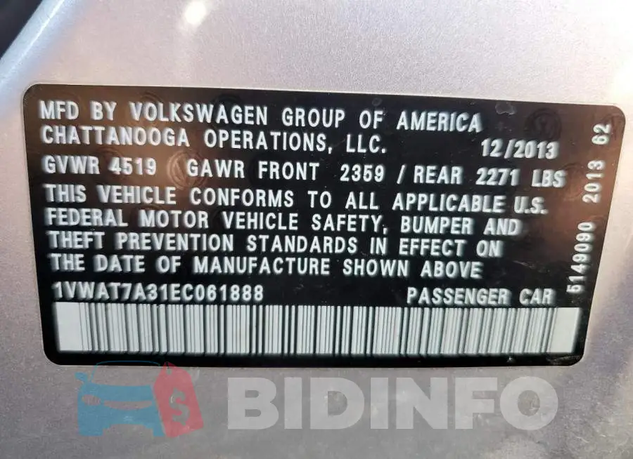 1VWAT7A31EC061888 Photo# 12