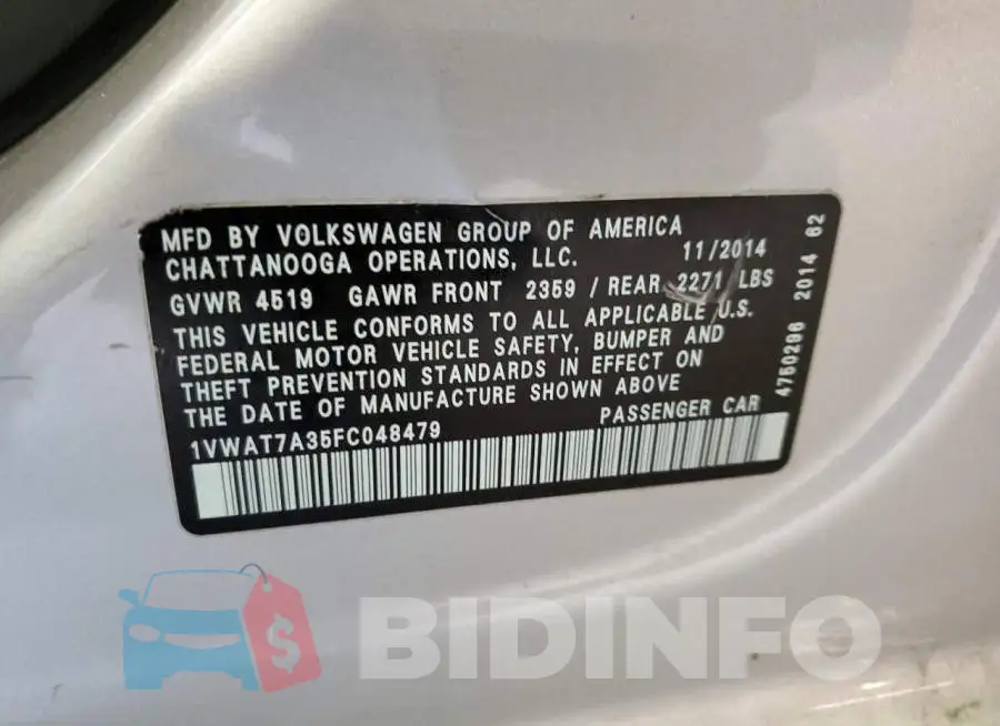 1VWAT7A35FC048479 Photo# 12