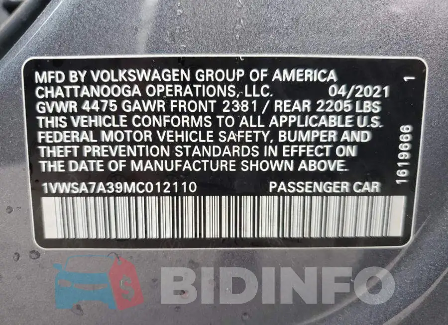 1VWSA7A39MC012110 Photo# 12