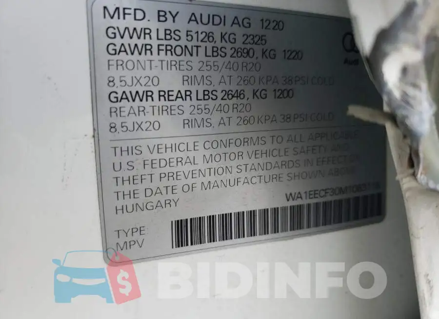WA1EECF30M1063118 Photo# 13