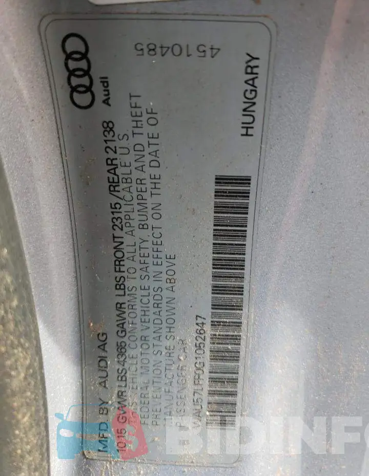WAU57LFF0G1052647 Photo# 12