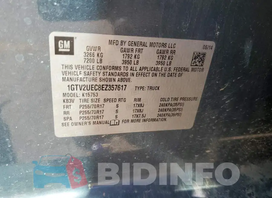 1GTV2UEC8EZ357617 Photo# 12