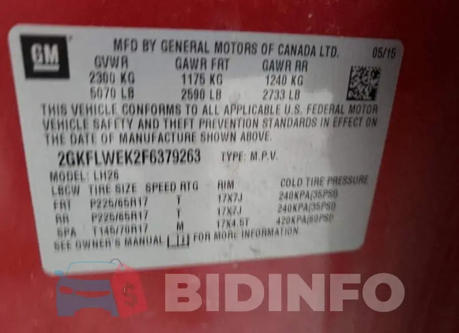 2GKFLWEK2F6379263 Photo# 13