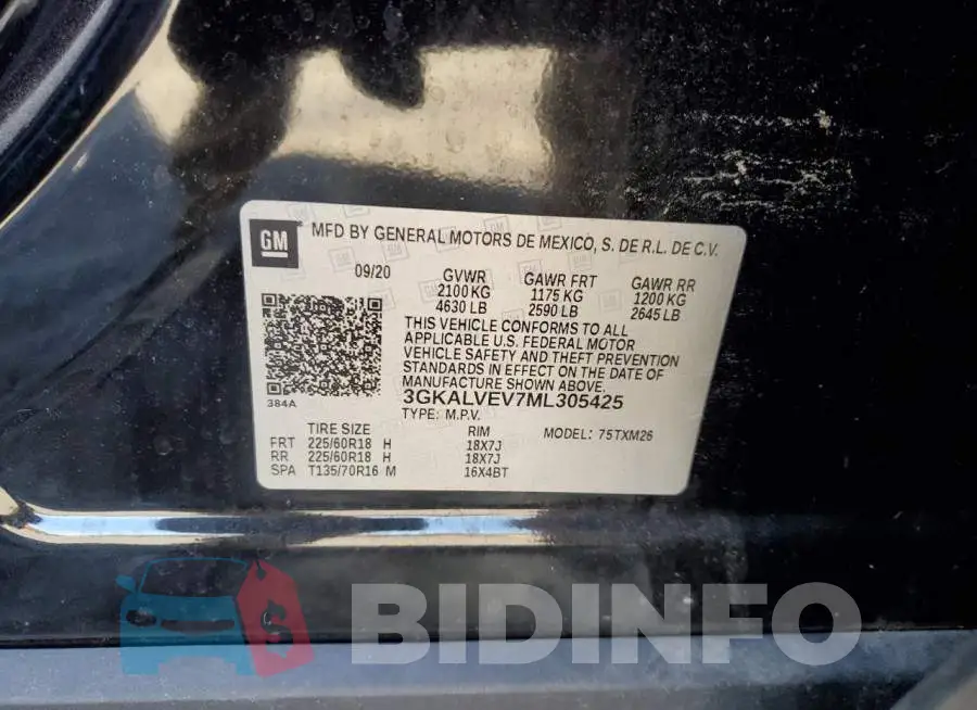 3GKALVEV7ML305425 Photo# 12