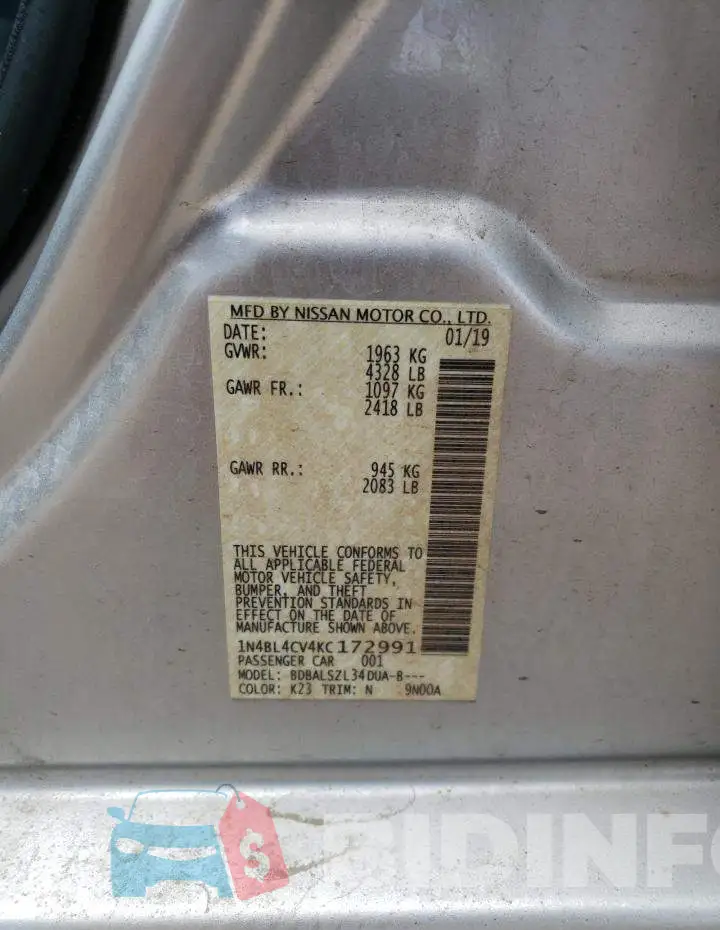 1N4BL4CV4KC172991 Photo# 12
